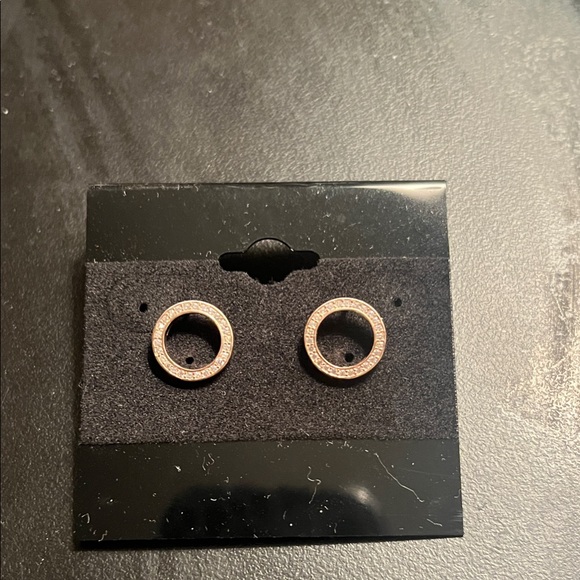 Jewelry - Round Rose Gold Crystal Hoop Stud Earrings - Women Jewelry